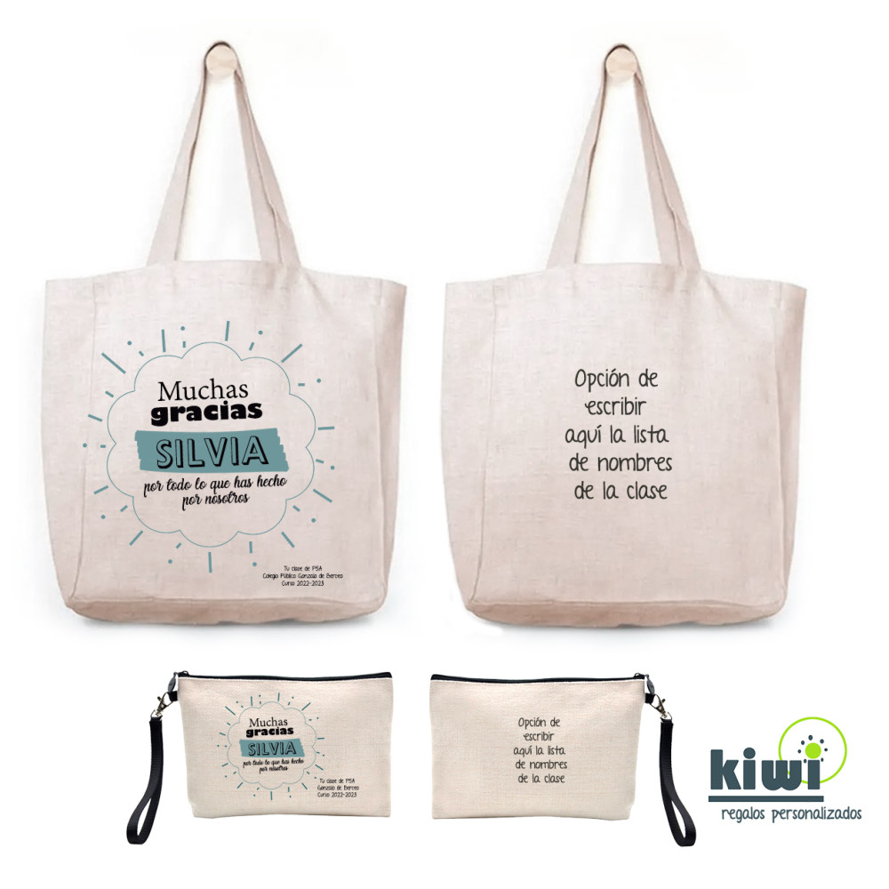 PACK BOLSA DE PLAYA Y NECESER MUCHAS GRACIAS