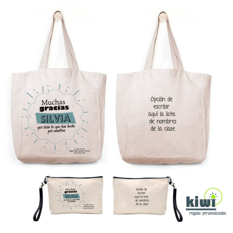 PACK BOLSA DE PLAYA Y NECESER MUCHAS GRACIAS