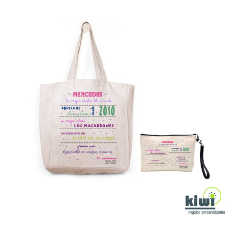 PACK BOLSA DE PLAYA Y NECESER MEJOR ABUELA