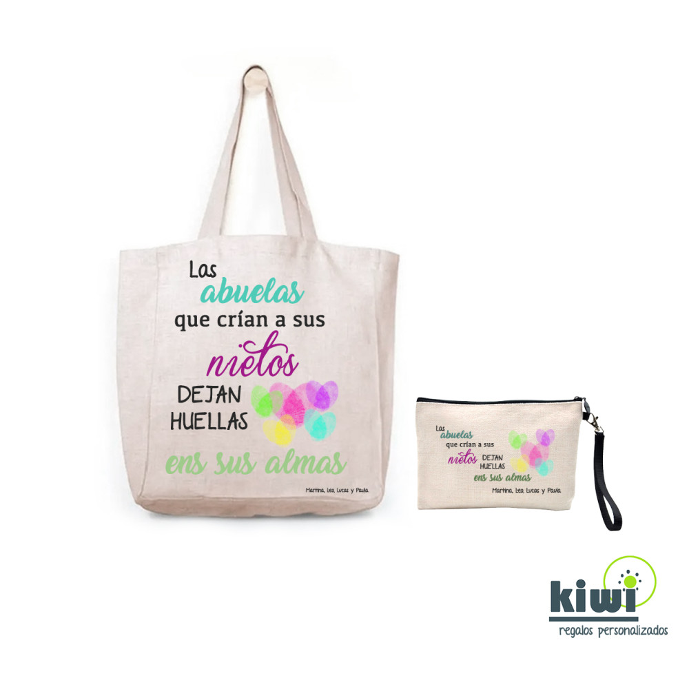 PACK BOLSA DE PLAYA Y NECESER HUELLAS