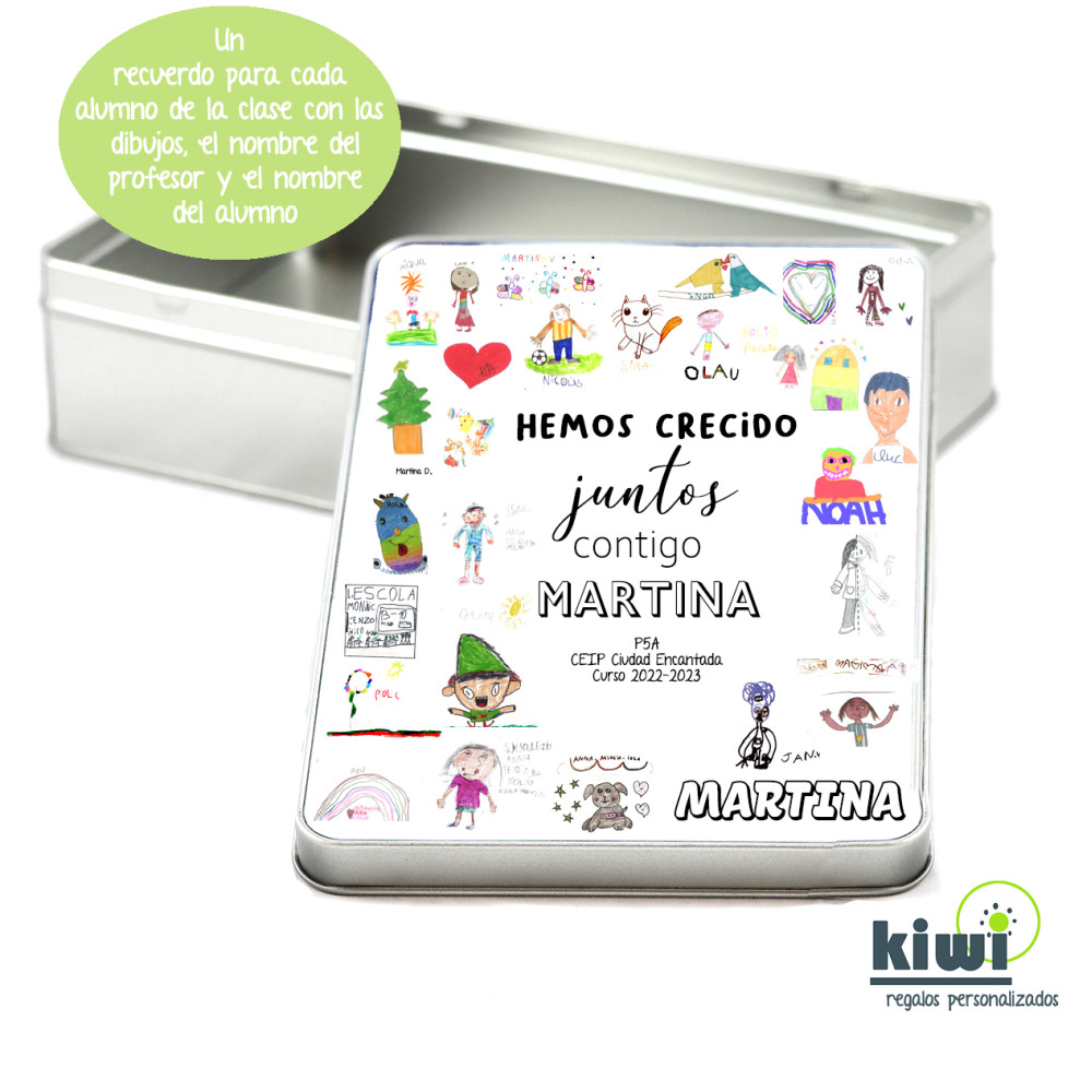 CAJA RECTANGULAR DIBUJOS RECUERDO ALUMNOS