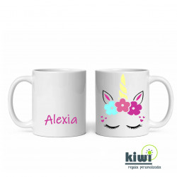 TAZA PLÁSTICO UNICORNIO FLORES